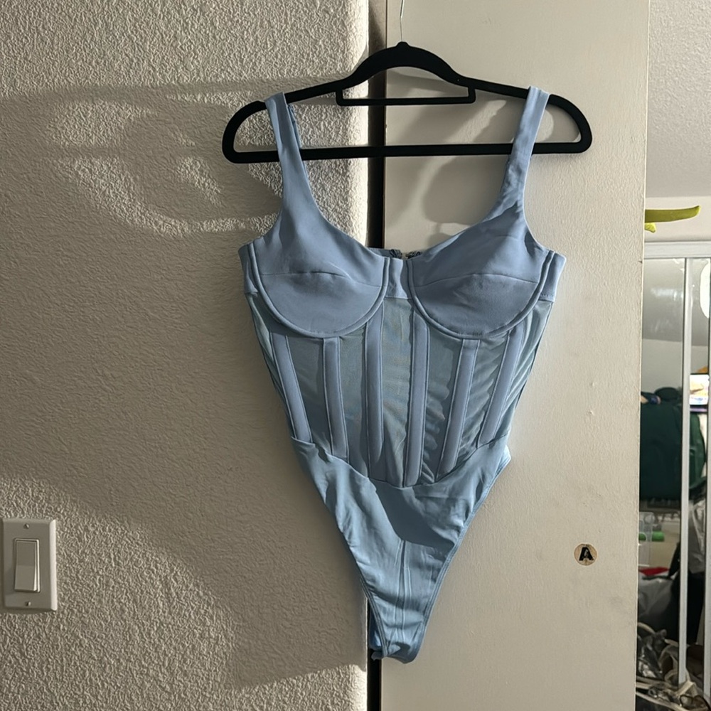 Blue corset body suit